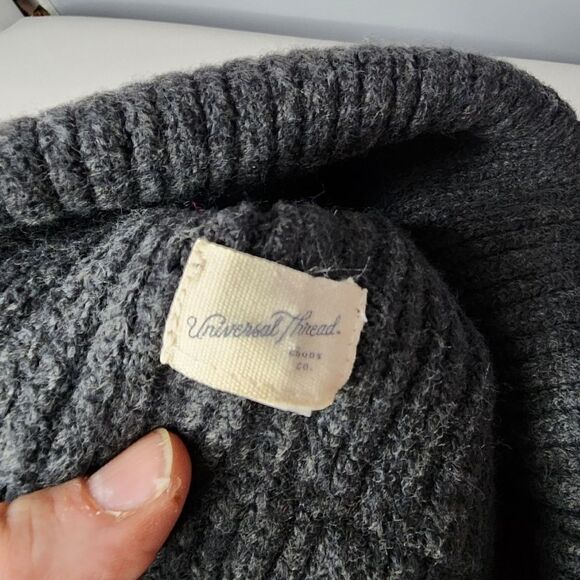 Universal thread Charcoal and woven Wool yarn beanie one size - Picture 3 of 3